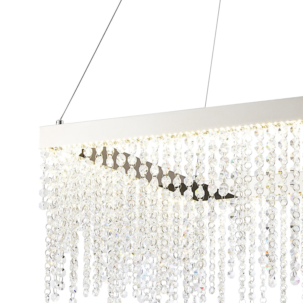 IL32862 Bano Square Dimmable Pendant 29W LED Polished Chrome / Crystal Chain
