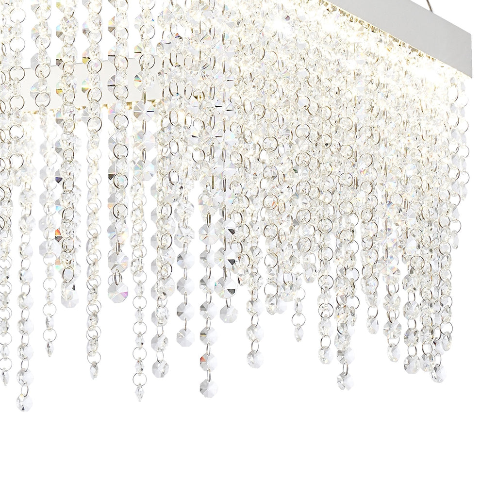 IL32862 Bano Square Dimmable Pendant 29W LED Polished Chrome / Crystal Chain
