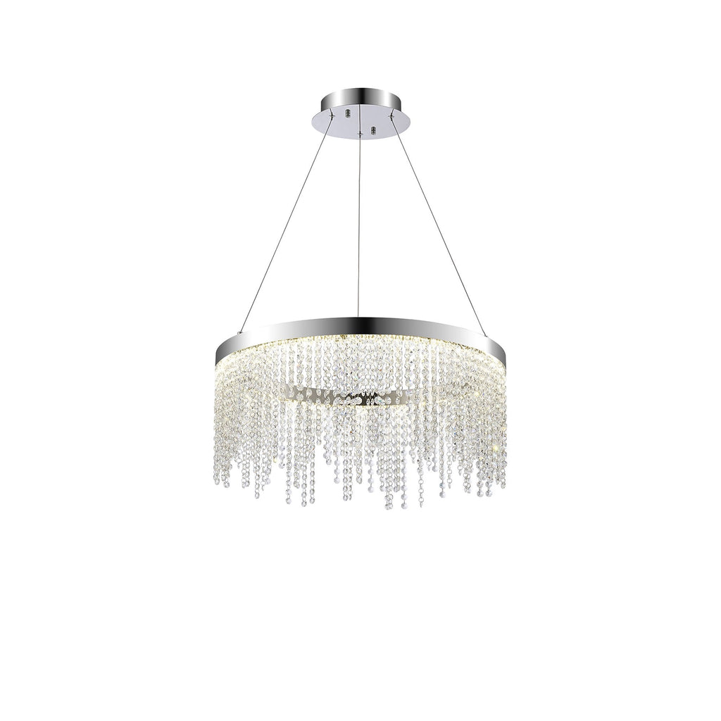 IL32860 Bano Round Dimmable Pendant 29W LED Polished Chrome / Crystal Chain