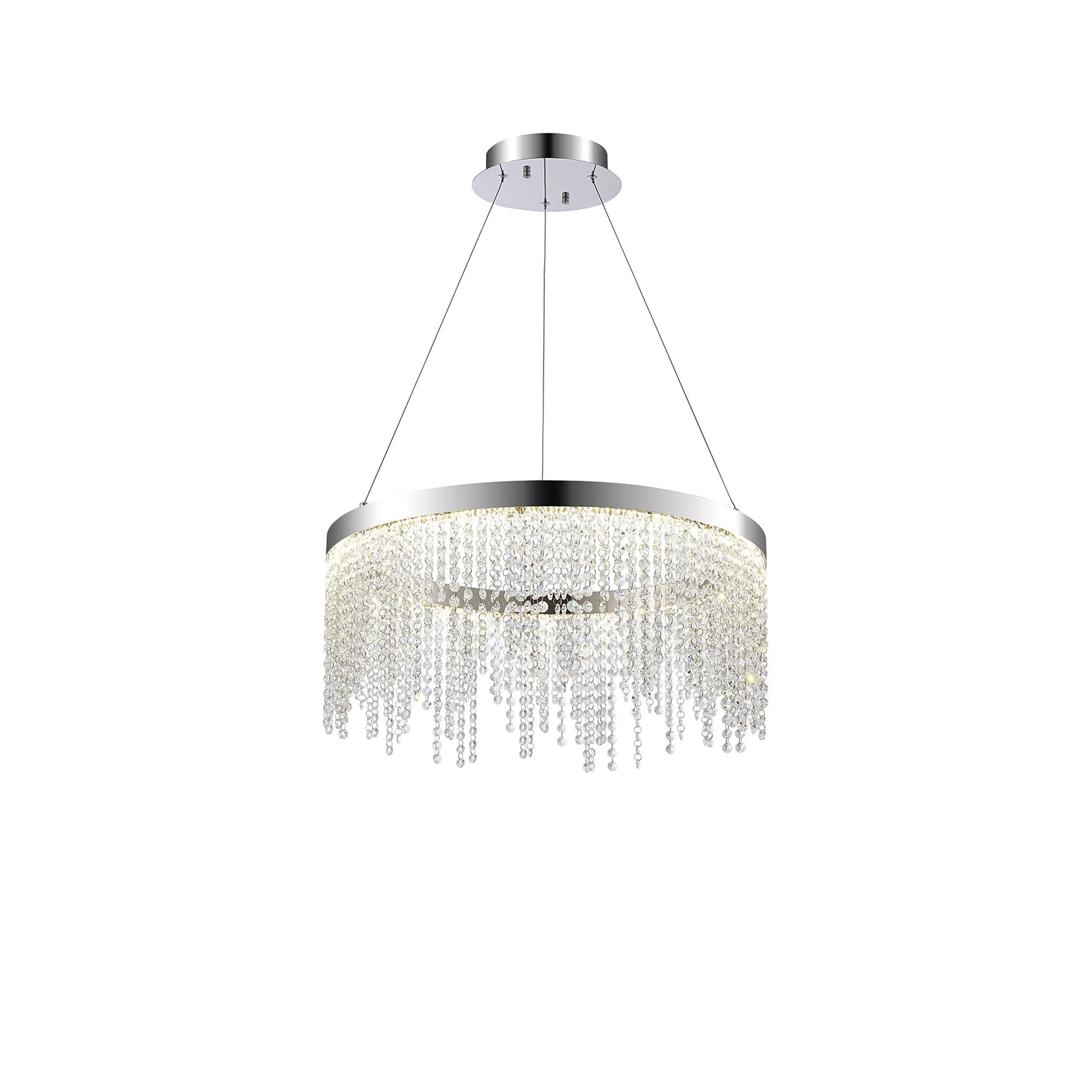 IL32860 Bano Round Dimmable Pendant 29W LED Polished Chrome / Crystal Chain