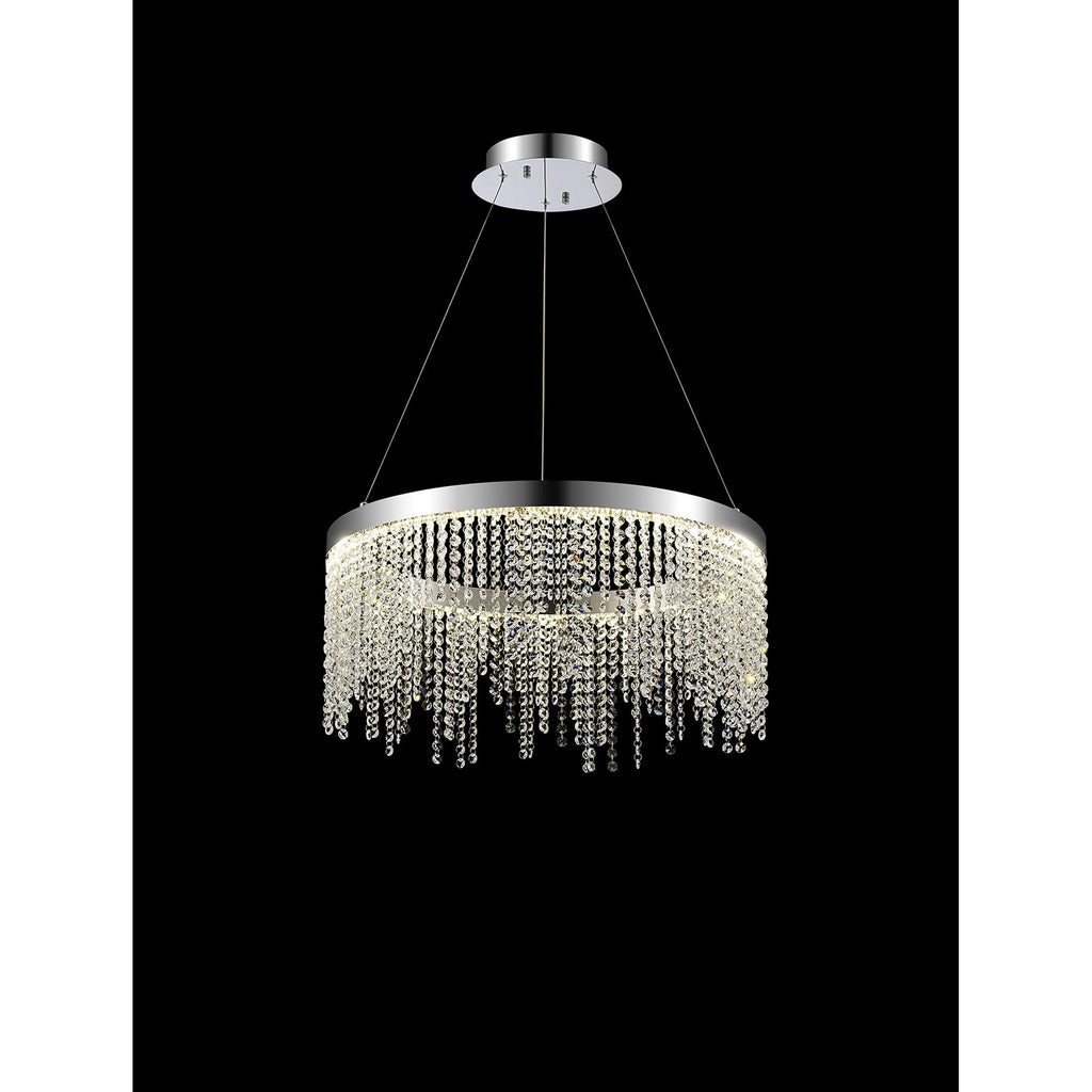 IL32860 Bano Round Dimmable Pendant 29W LED Polished Chrome / Crystal Chain