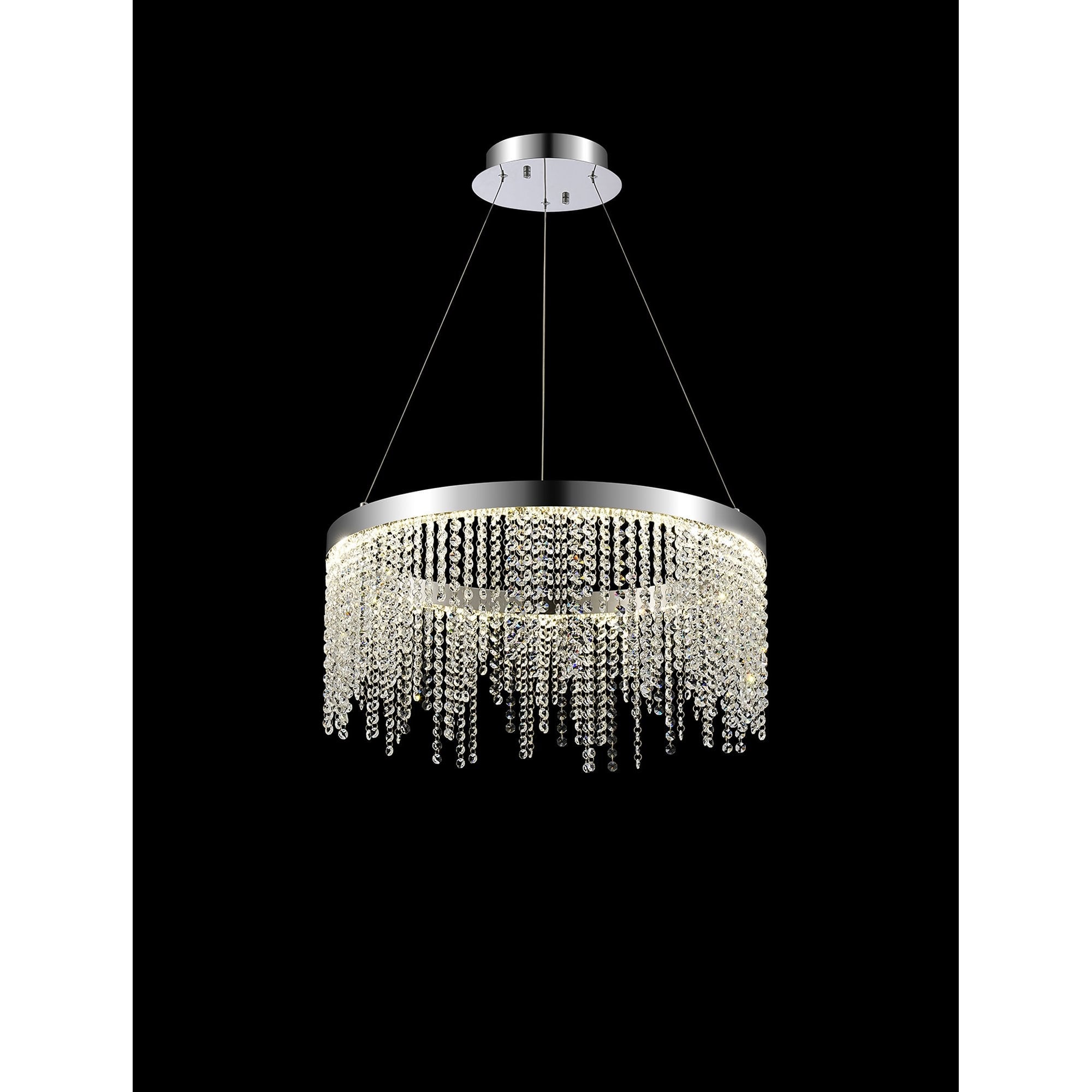 IL32860 Bano Round Dimmable Pendant 29W LED Polished Chrome / Crystal Chain