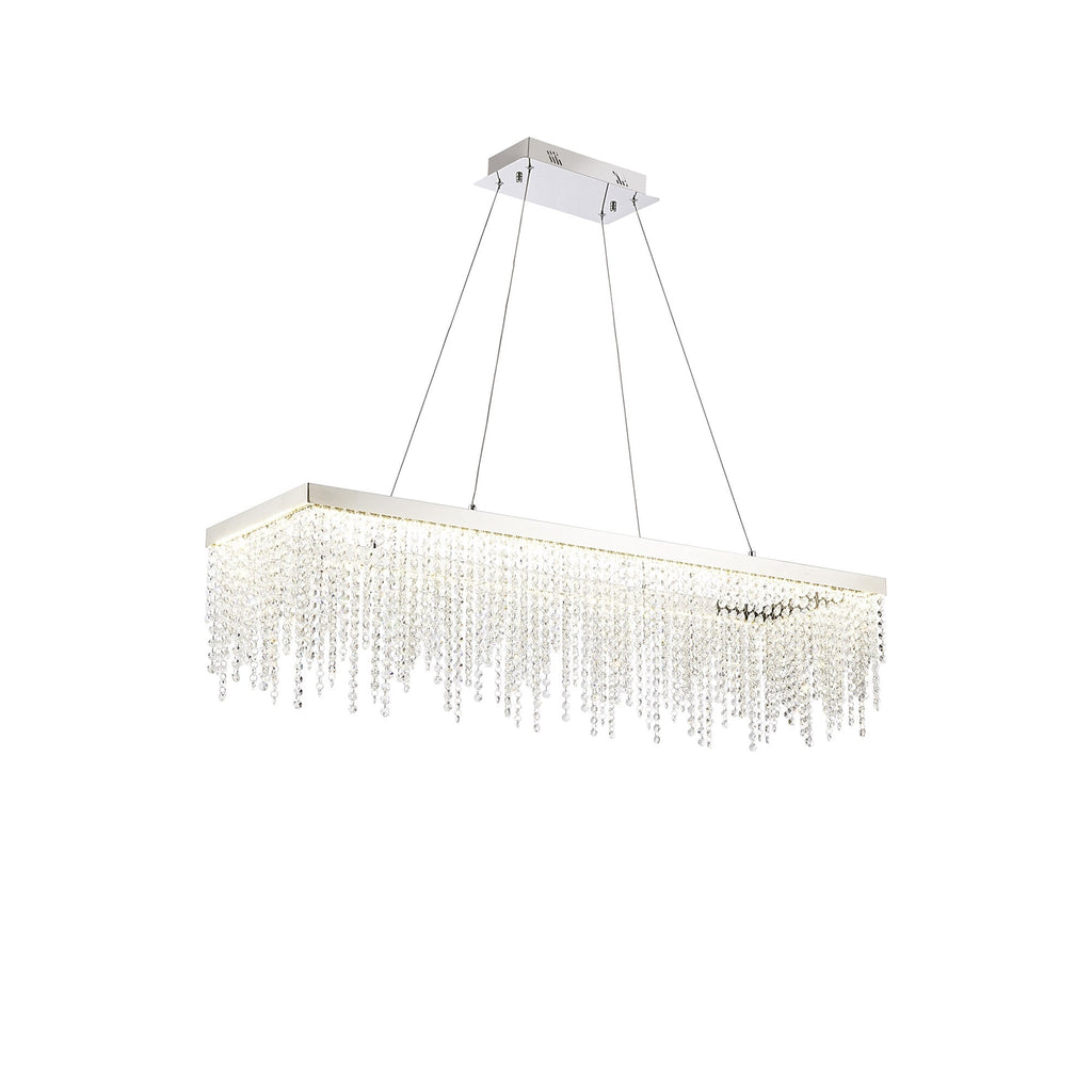 IL32864 Bano Rectangular Dimmable Pendant 40W LED Polished Chrome / Crystal Chain