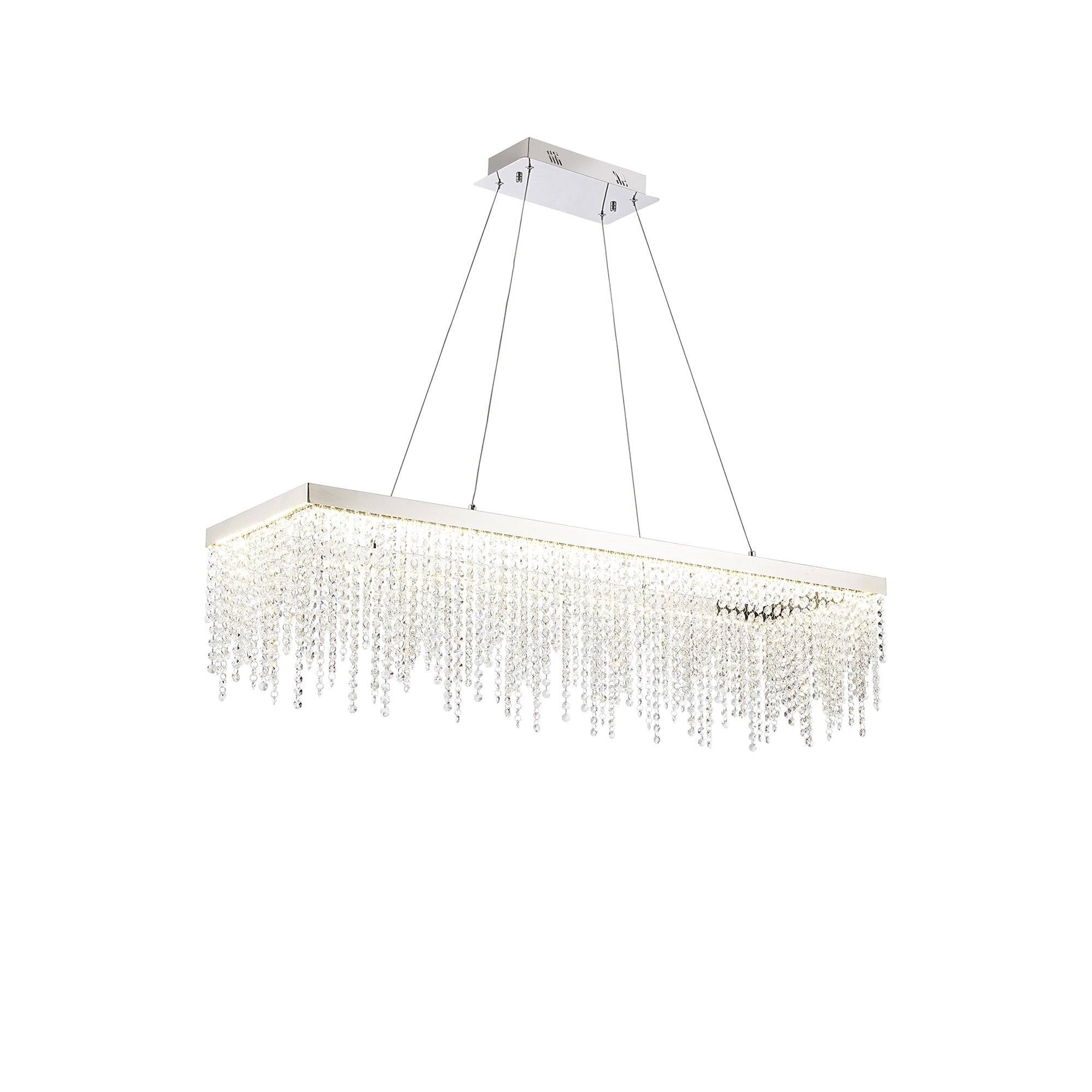 IL32864 Bano Rectangular Dimmable Pendant 40W LED Polished Chrome / Crystal Chain