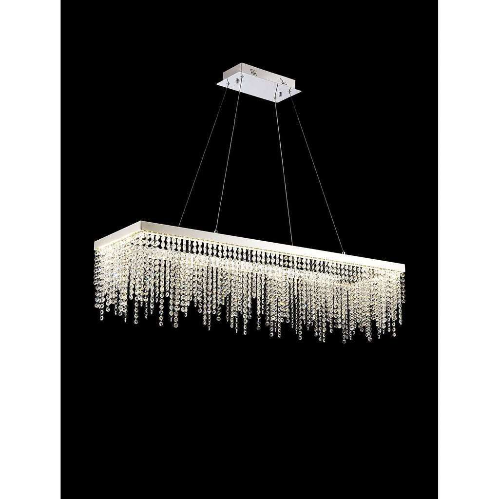 IL32864 Bano Rectangular Dimmable Pendant 40W LED Polished Chrome / Crystal Chain