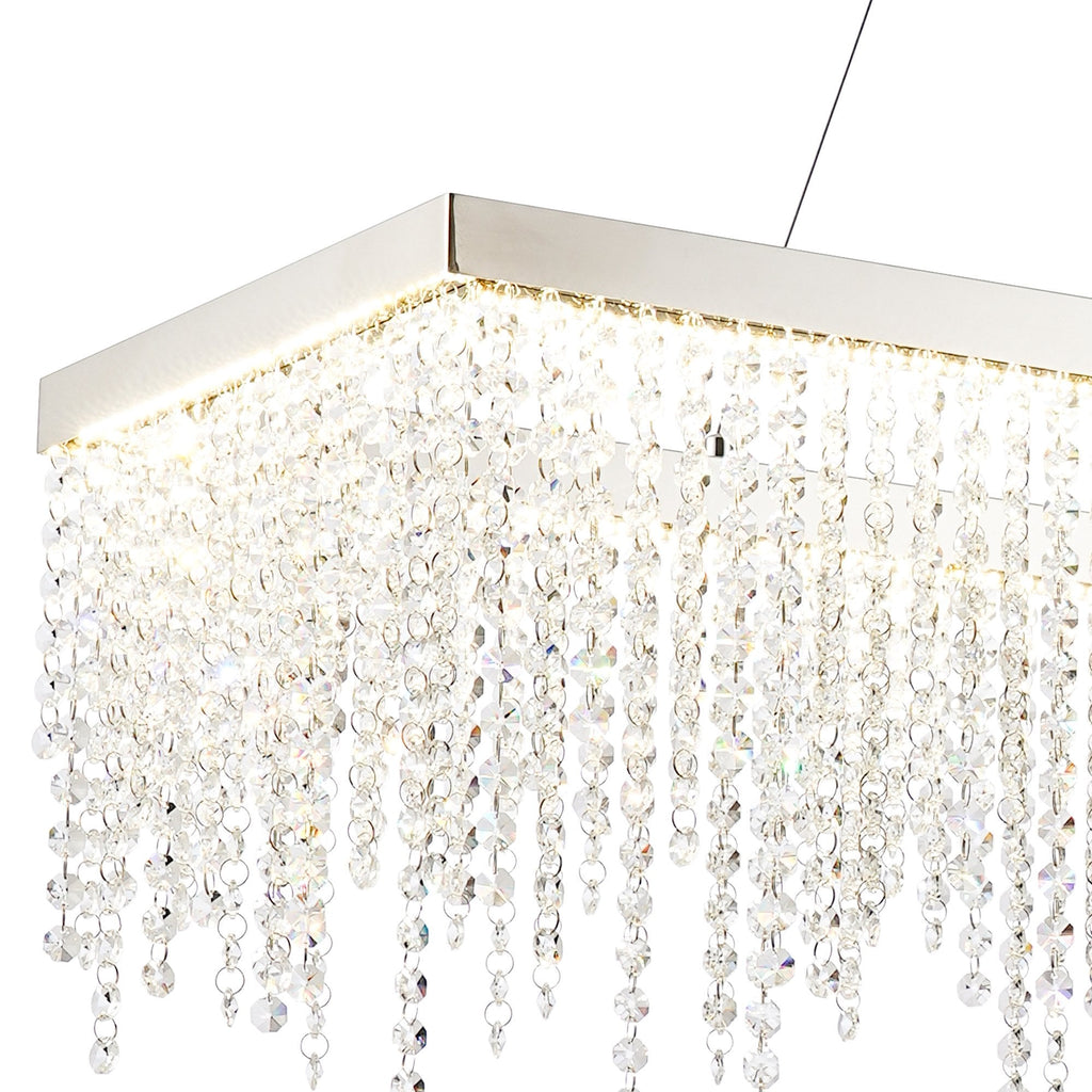 IL32864 Bano Rectangular Dimmable Pendant 40W LED Polished Chrome / Crystal Chain
