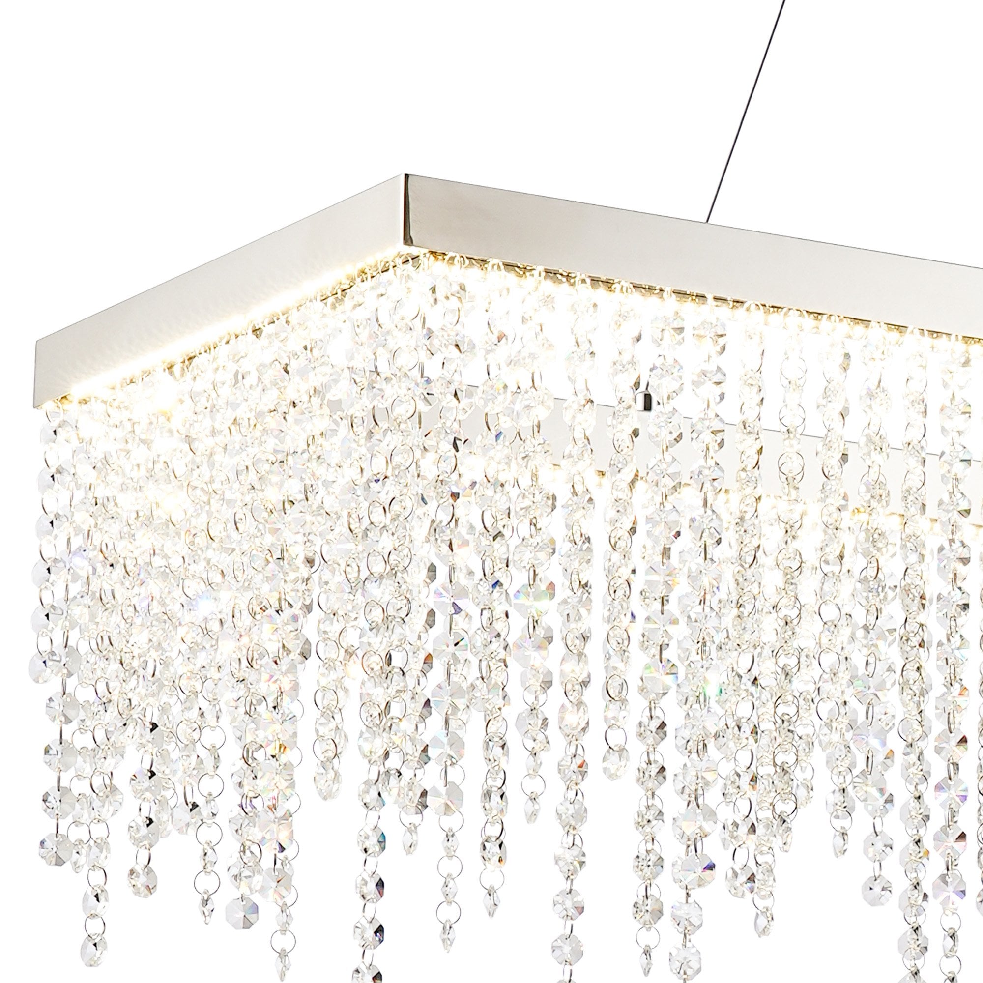 IL32864 Bano Rectangular Dimmable Pendant 40W LED Polished Chrome / Crystal Chain