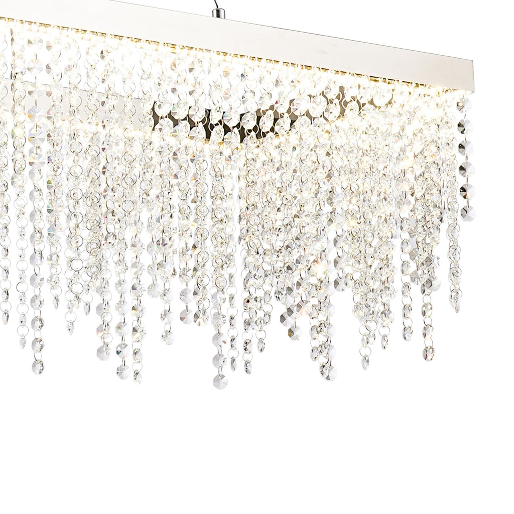 IL32864 Bano Rectangular Dimmable Pendant 40W LED Polished Chrome / Crystal Chain