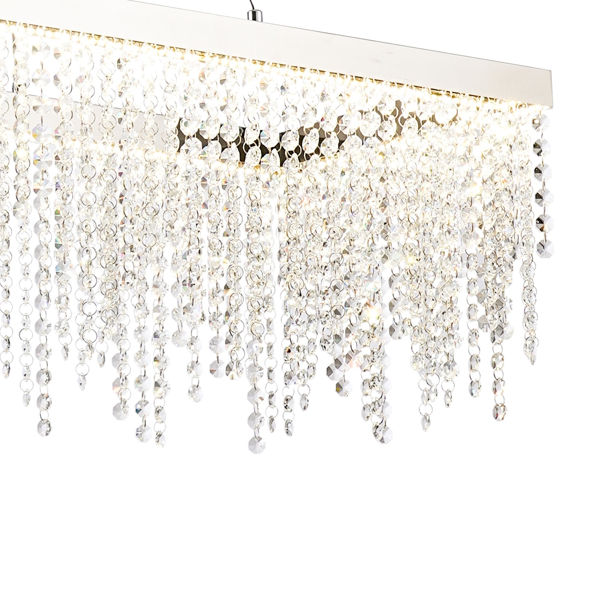 IL32864 Bano Rectangular Dimmable Pendant 40W LED Polished Chrome / Crystal Chain
