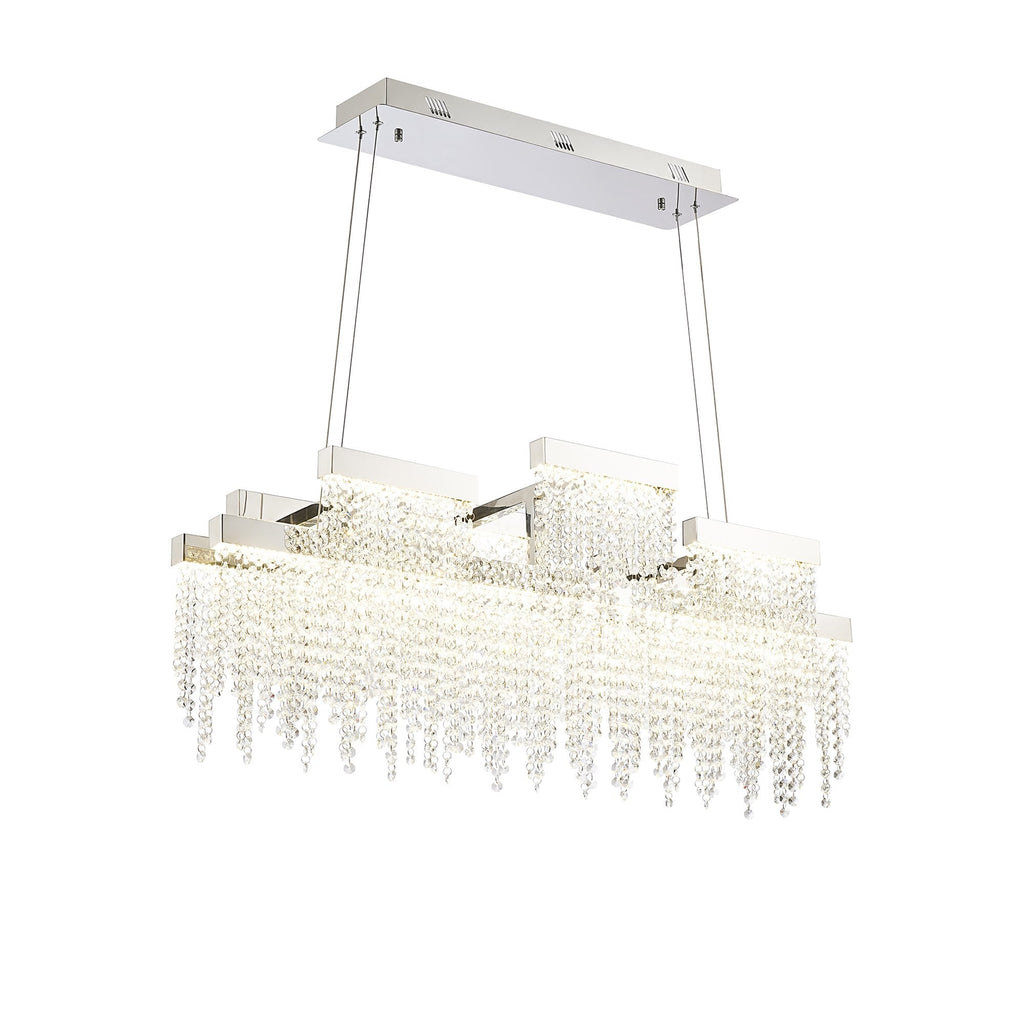 IL32867 Bano Linear 3 Light Dimmable Pendant 46W LED Polished Chrome / Crystal Chain