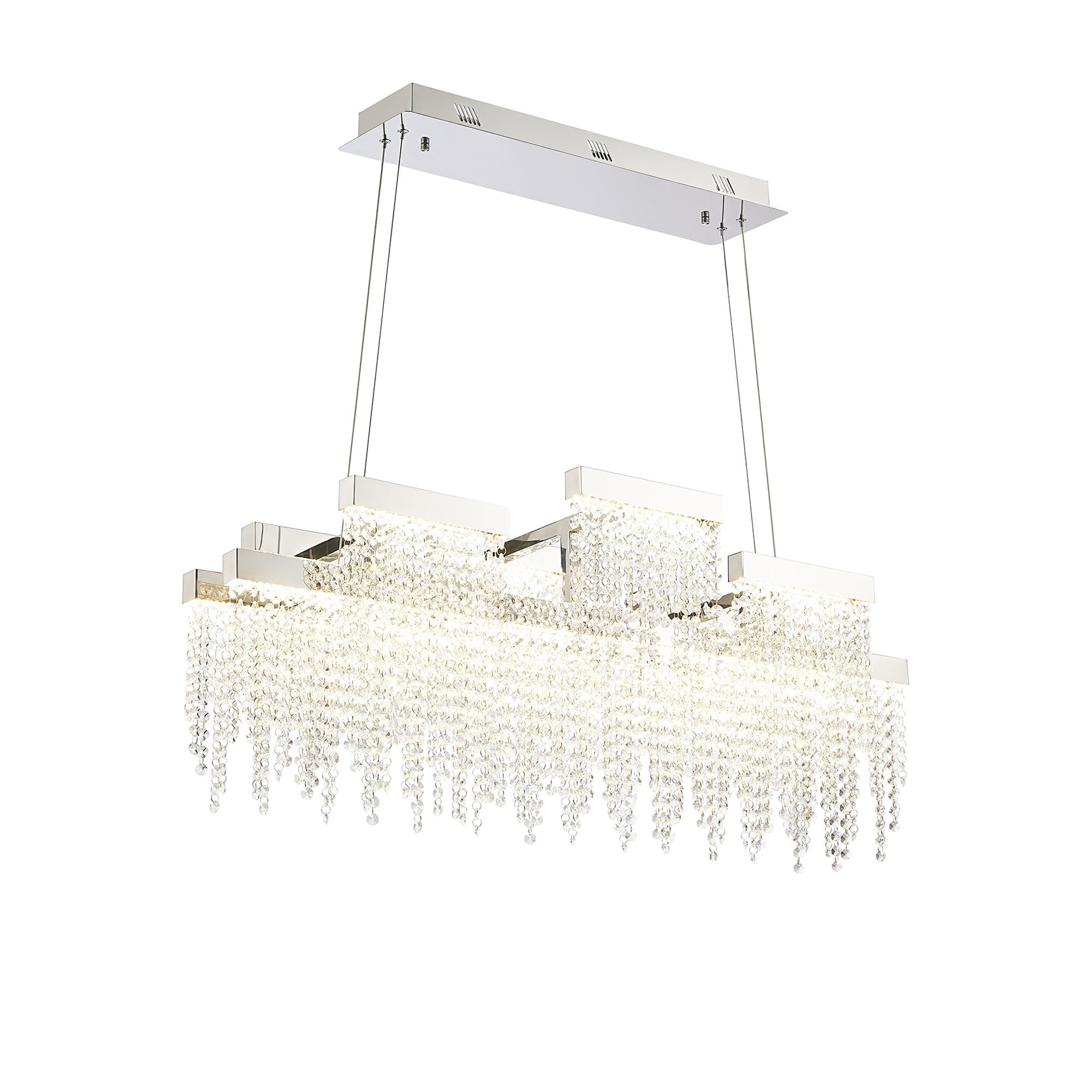 IL32867 Bano Linear 3 Light Dimmable Pendant 46W LED Polished Chrome / Crystal Chain