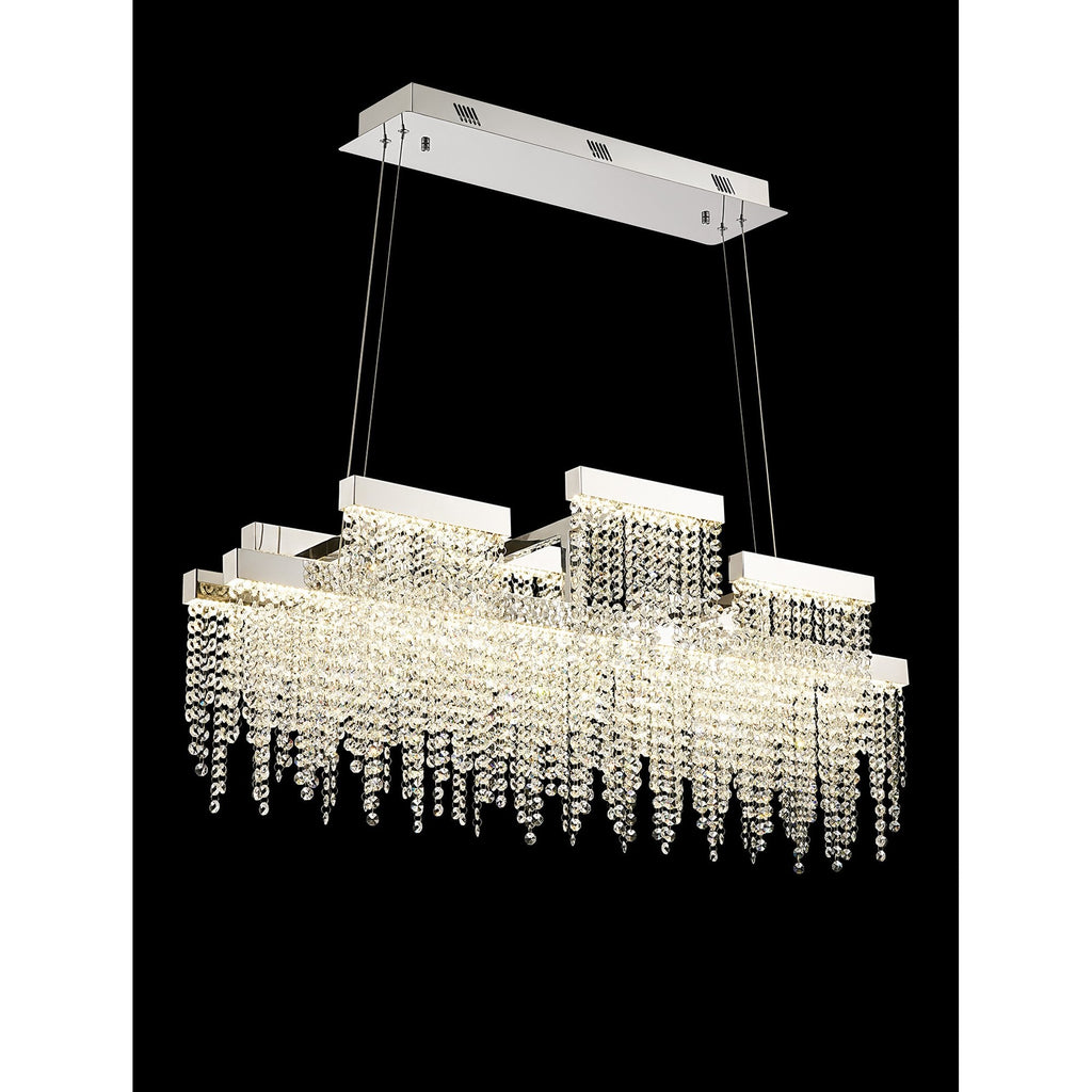 IL32867 Bano Linear 3 Light Dimmable Pendant 46W LED Polished Chrome / Crystal Chain