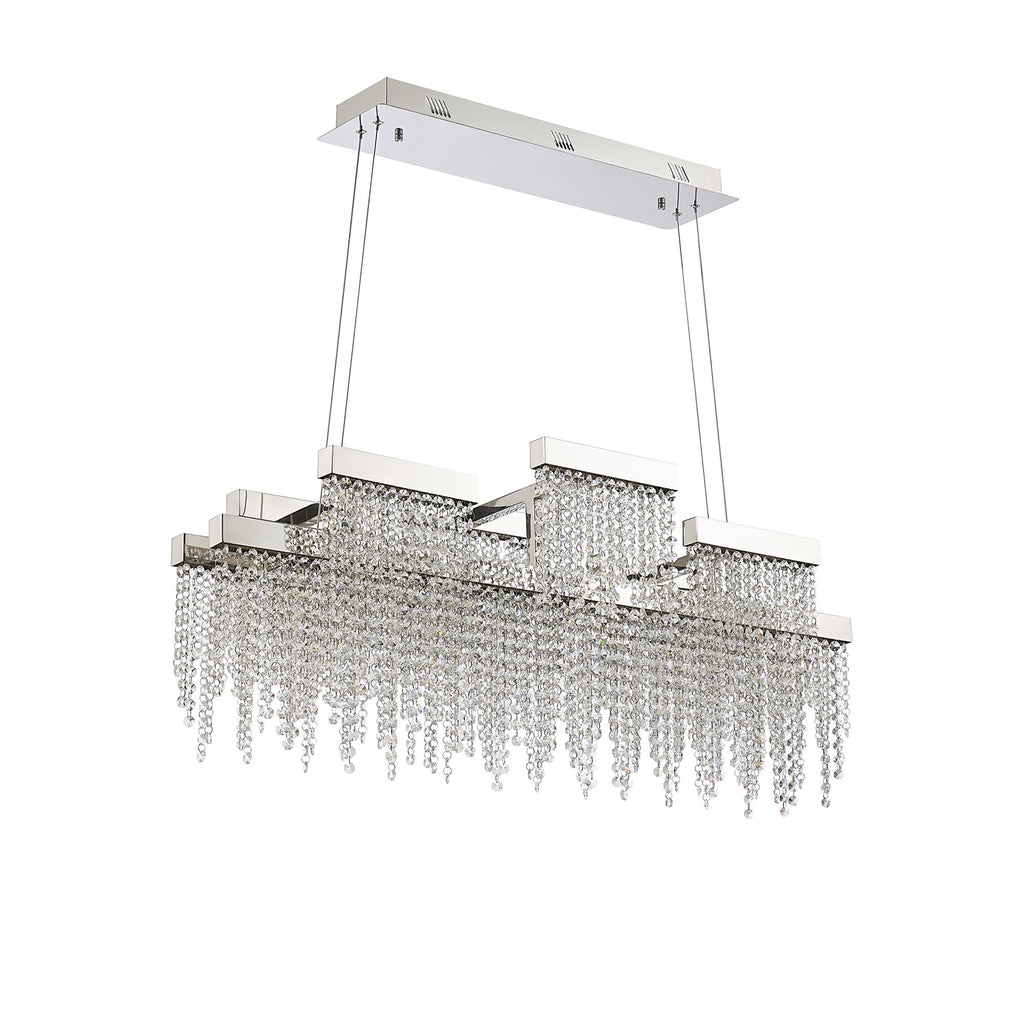 IL32867 Bano Linear 3 Light Dimmable Pendant 46W LED Polished Chrome / Crystal Chain