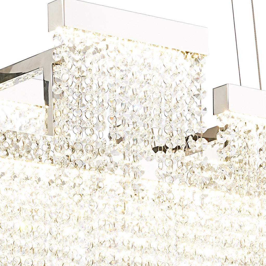 IL32867 Bano Linear 3 Light Dimmable Pendant 46W LED Polished Chrome / Crystal Chain