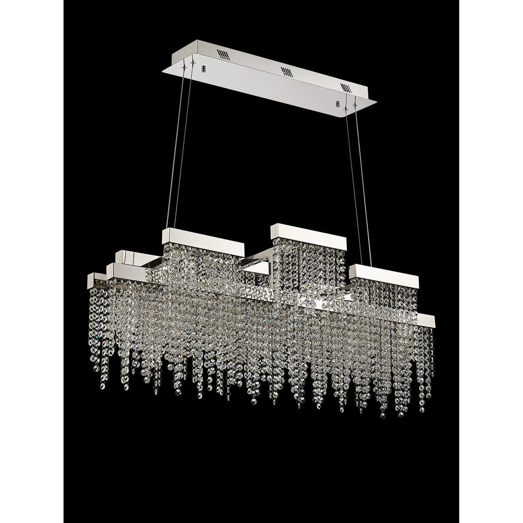 IL32867 Bano Linear 3 Light Dimmable Pendant 46W LED Polished Chrome / Crystal Chain