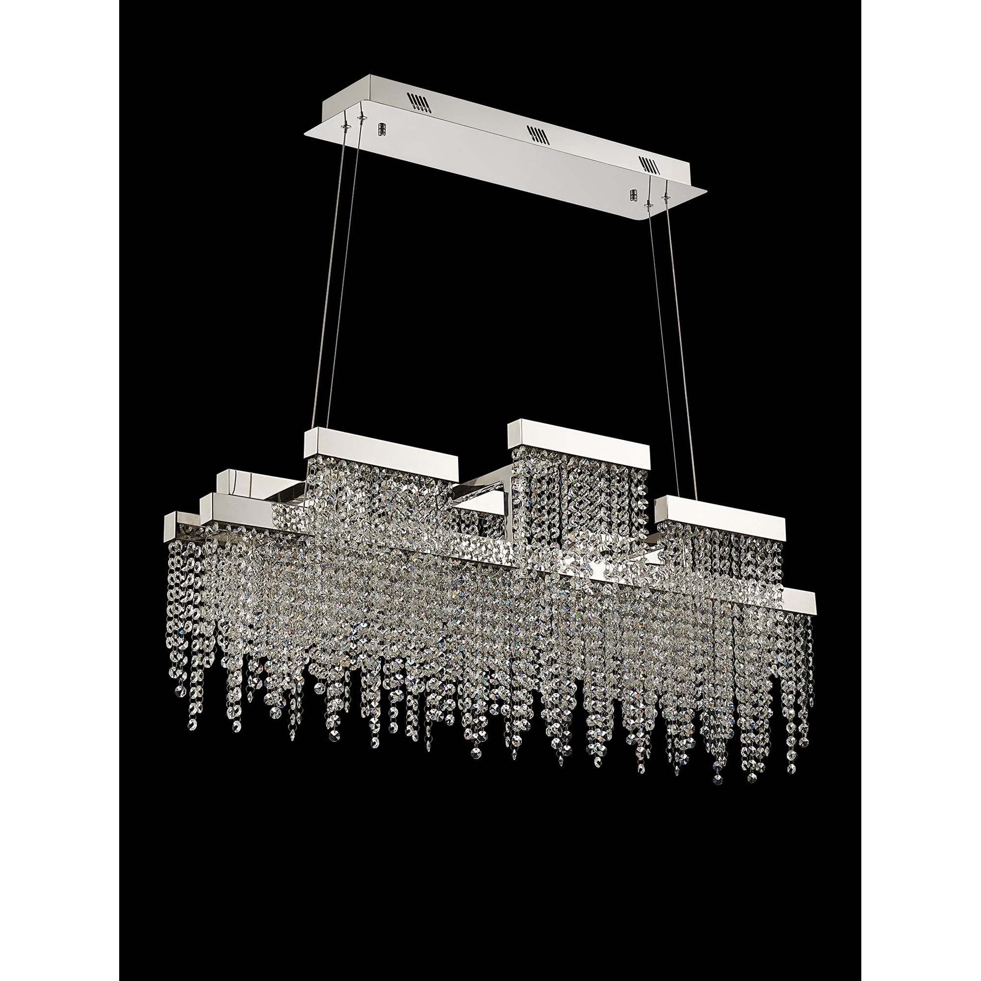IL32867 Bano Linear 3 Light Dimmable Pendant 46W LED Polished Chrome / Crystal Chain