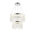 IL32861 Bano Round 2 Tier Dimmable Pendant 47W LED Polished Chrome / Crystal Chain