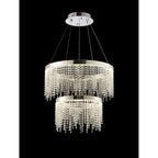 IL32861 Bano Round 2 Tier Dimmable Pendant 47W LED Polished Chrome / Crystal Chain