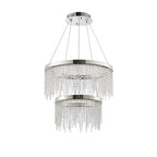 IL32861 Bano Round 2 Tier Dimmable Pendant 47W LED Polished Chrome / Crystal Chain