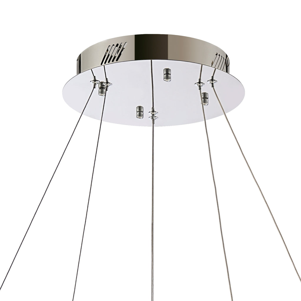 IL32861 Bano Round 2 Tier Dimmable Pendant 47W LED Polished Chrome / Crystal Chain