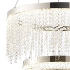 IL32861 Bano Round 2 Tier Dimmable Pendant 47W LED Polished Chrome / Crystal Chain