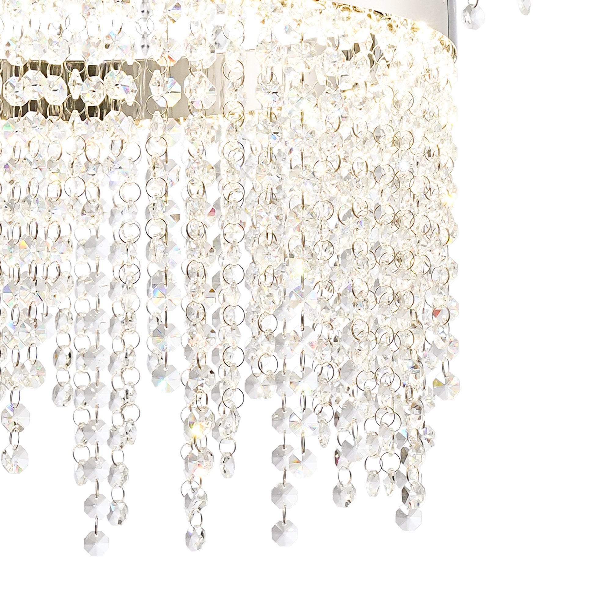 IL32861 Bano Round 2 Tier Dimmable Pendant 47W LED Polished Chrome / Crystal Chain
