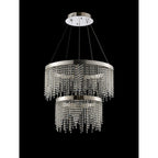 IL32861 Bano Round 2 Tier Dimmable Pendant 47W LED Polished Chrome / Crystal Chain