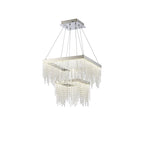IL32863 Bano Square 2 Tier Dimmable Pendant 47W LED Polished Chrome / Crystal Chain