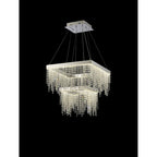 IL32863 Bano Square 2 Tier Dimmable Pendant 47W LED Polished Chrome / Crystal Chain