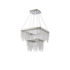 IL32863 Bano Square 2 Tier Dimmable Pendant 47W LED Polished Chrome / Crystal Chain