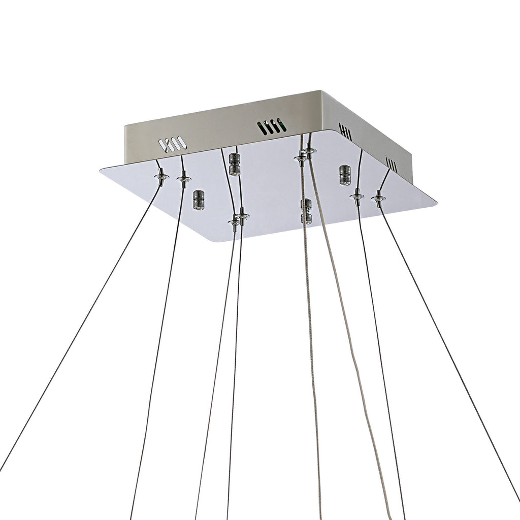 IL32863 Bano Square 2 Tier Dimmable Pendant 47W LED Polished Chrome / Crystal Chain