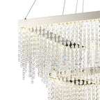 IL32863 Bano Square 2 Tier Dimmable Pendant 47W LED Polished Chrome / Crystal Chain