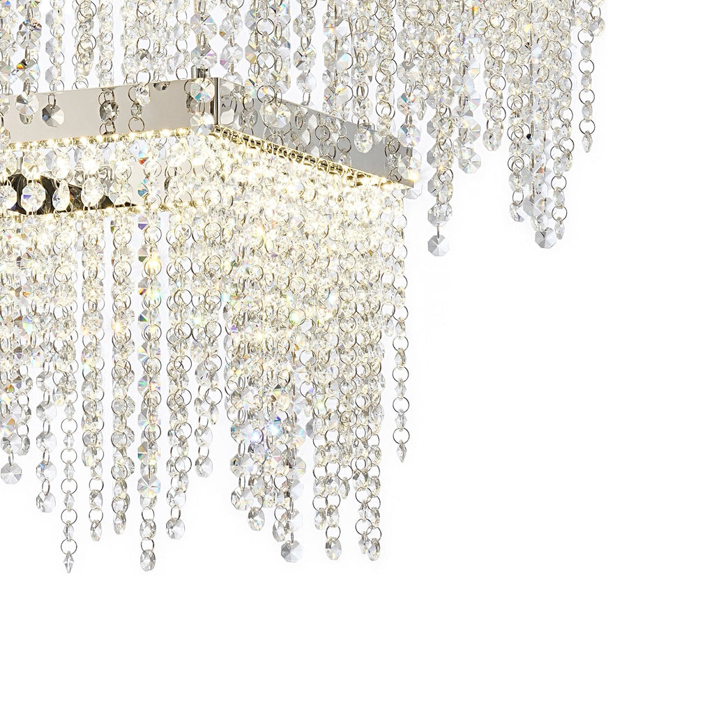 IL32863 Bano Square 2 Tier Dimmable Pendant 47W LED Polished Chrome / Crystal Chain