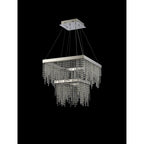 IL32863 Bano Square 2 Tier Dimmable Pendant 47W LED Polished Chrome / Crystal Chain