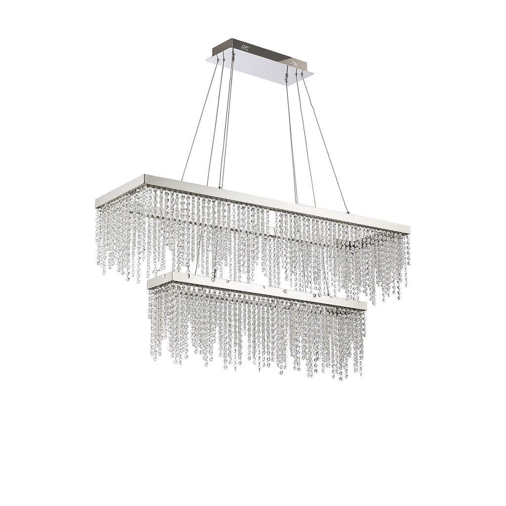 IL32865 Bano Rectangular 2 Tier Dimmable Pendant 65W LED Polished Chrome / Crystal Chain