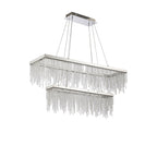 IL32865 Bano Rectangular 2 Tier Dimmable Pendant 65W LED Polished Chrome / Crystal Chain