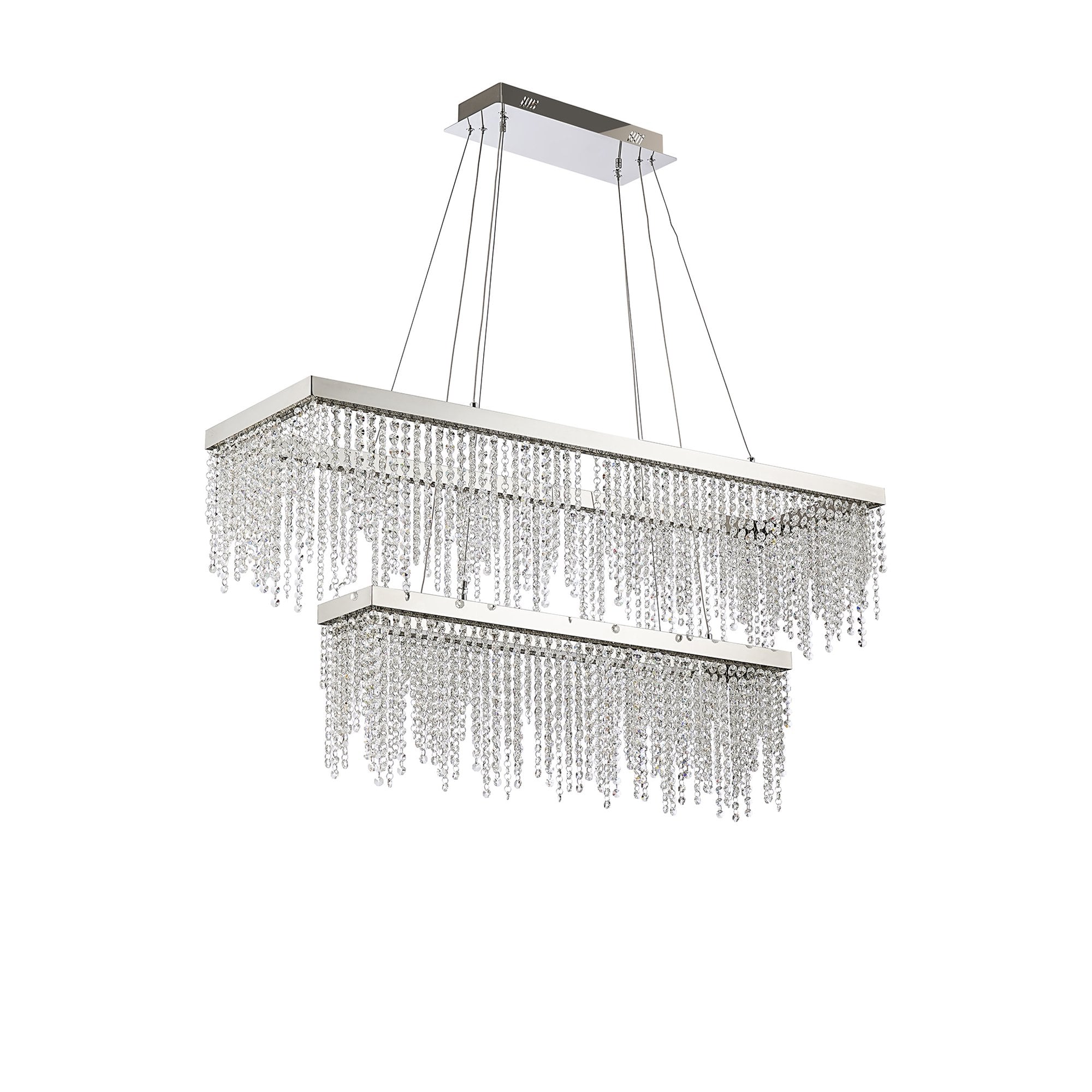 IL32865 Bano Rectangular 2 Tier Dimmable Pendant 65W LED Polished Chrome / Crystal Chain