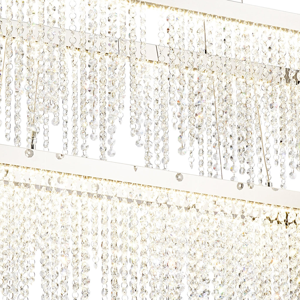 IL32865 Bano Rectangular 2 Tier Dimmable Pendant 65W LED Polished Chrome / Crystal Chain
