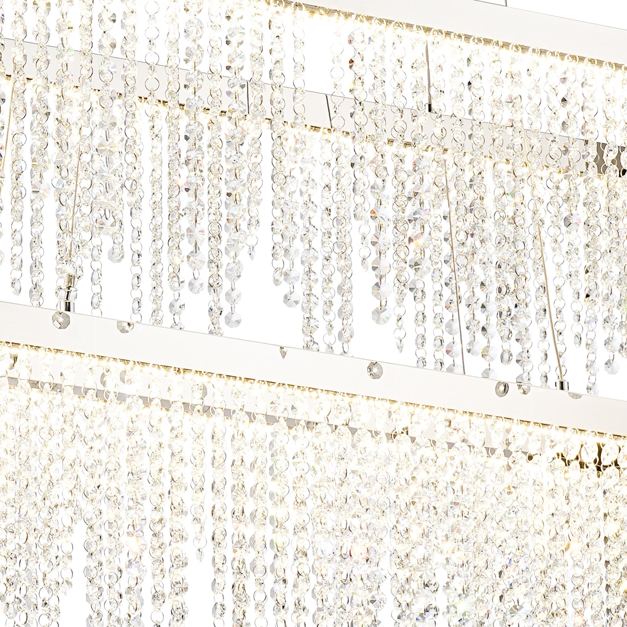IL32865 Bano Rectangular 2 Tier Dimmable Pendant 65W LED Polished Chrome / Crystal Chain
