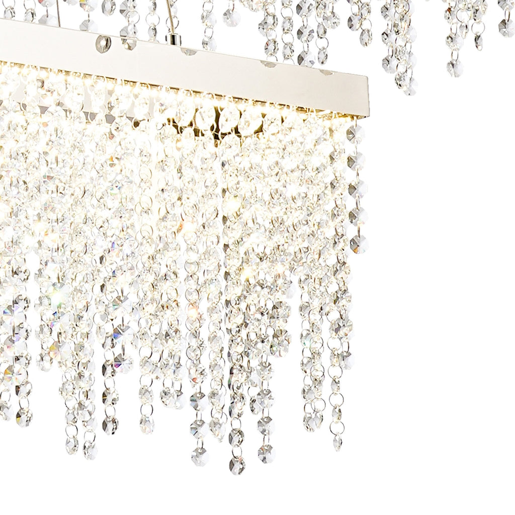 IL32865 Bano Rectangular 2 Tier Dimmable Pendant 65W LED Polished Chrome / Crystal Chain