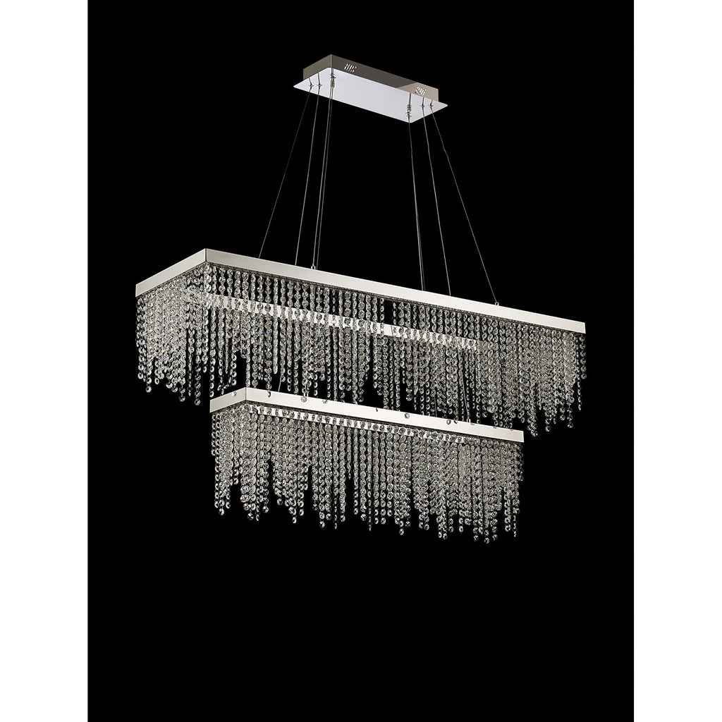 IL32865 Bano Rectangular 2 Tier Dimmable Pendant 65W LED Polished Chrome / Crystal Chain
