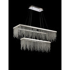 IL32865 Bano Rectangular 2 Tier Dimmable Pendant 65W LED Polished Chrome / Crystal Chain