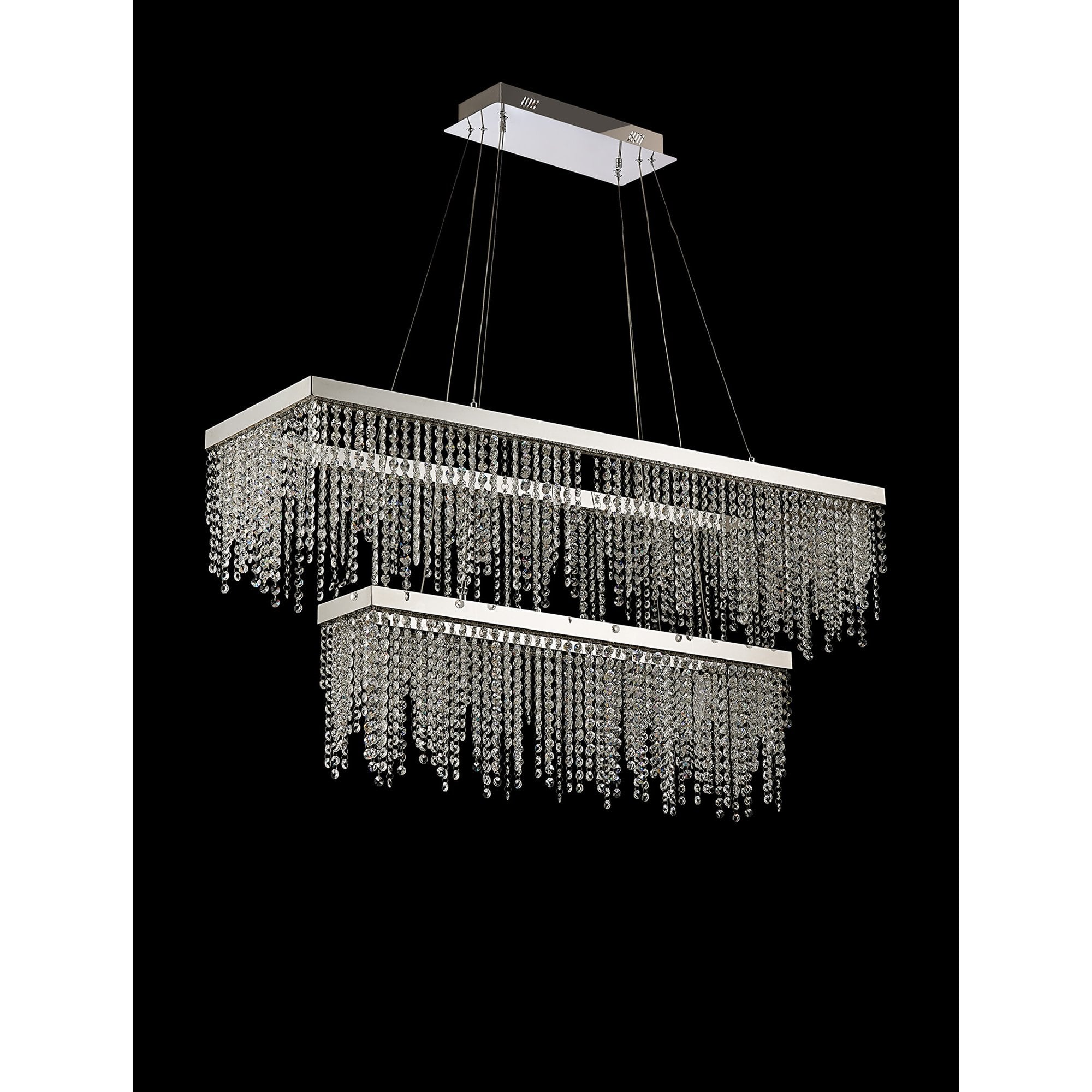 IL32865 Bano Rectangular 2 Tier Dimmable Pendant 65W LED Polished Chrome / Crystal Chain