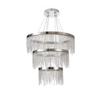 IL32914 Bano Round 3 Tier Dimmable Pendant 90W LED Polished Chrome / Crystal Chain