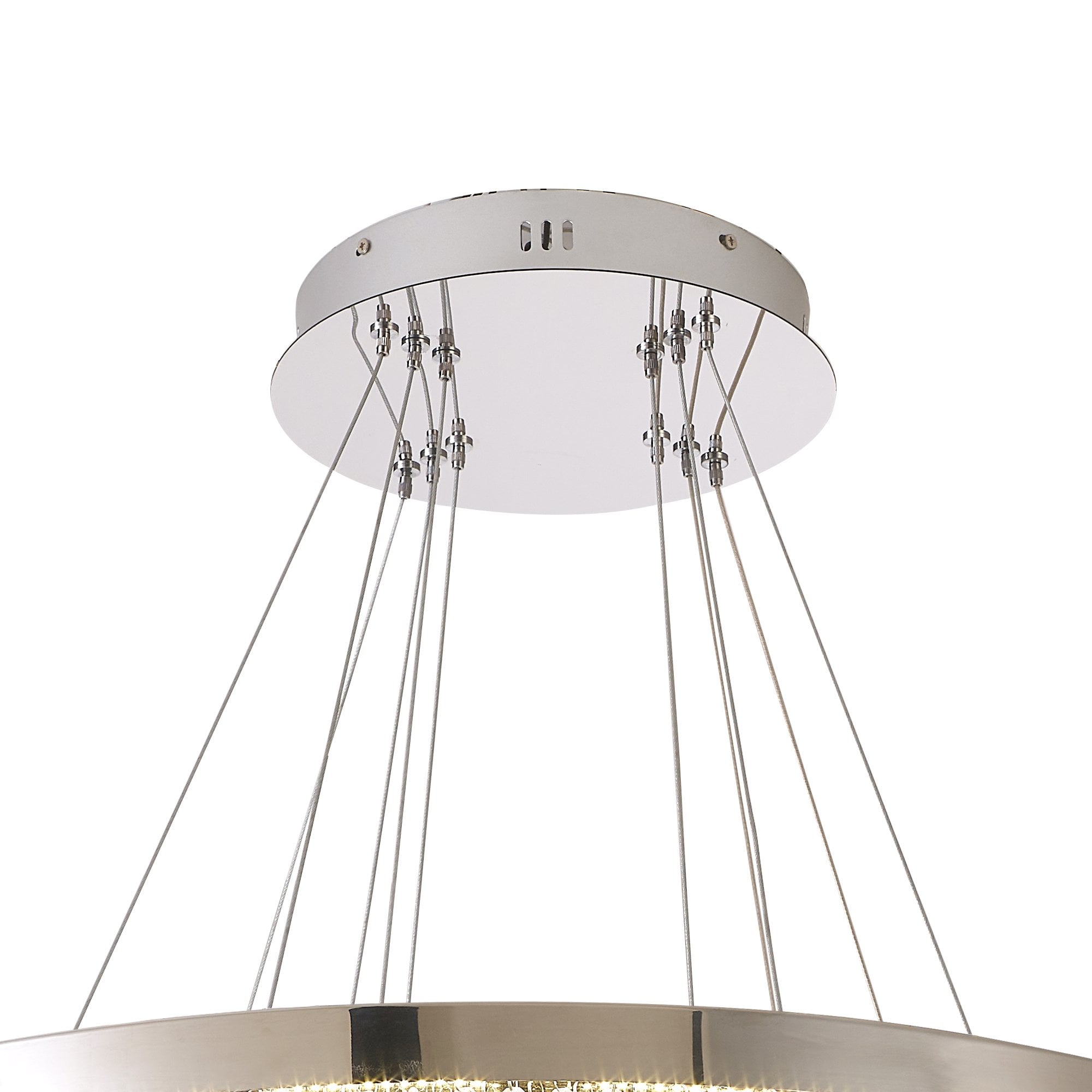 IL32914 Bano Round 3 Tier Dimmable Pendant 90W LED Polished Chrome / Crystal Chain