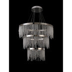 IL32914 Bano Round 3 Tier Dimmable Pendant 90W LED Polished Chrome / Crystal Chain