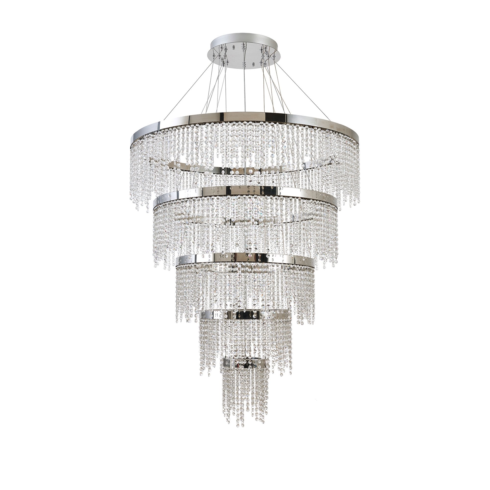 IL32915 Bano Round 5 Tier Dimmable Pendant 150W LED Polished Chrome / Crystal Chain
