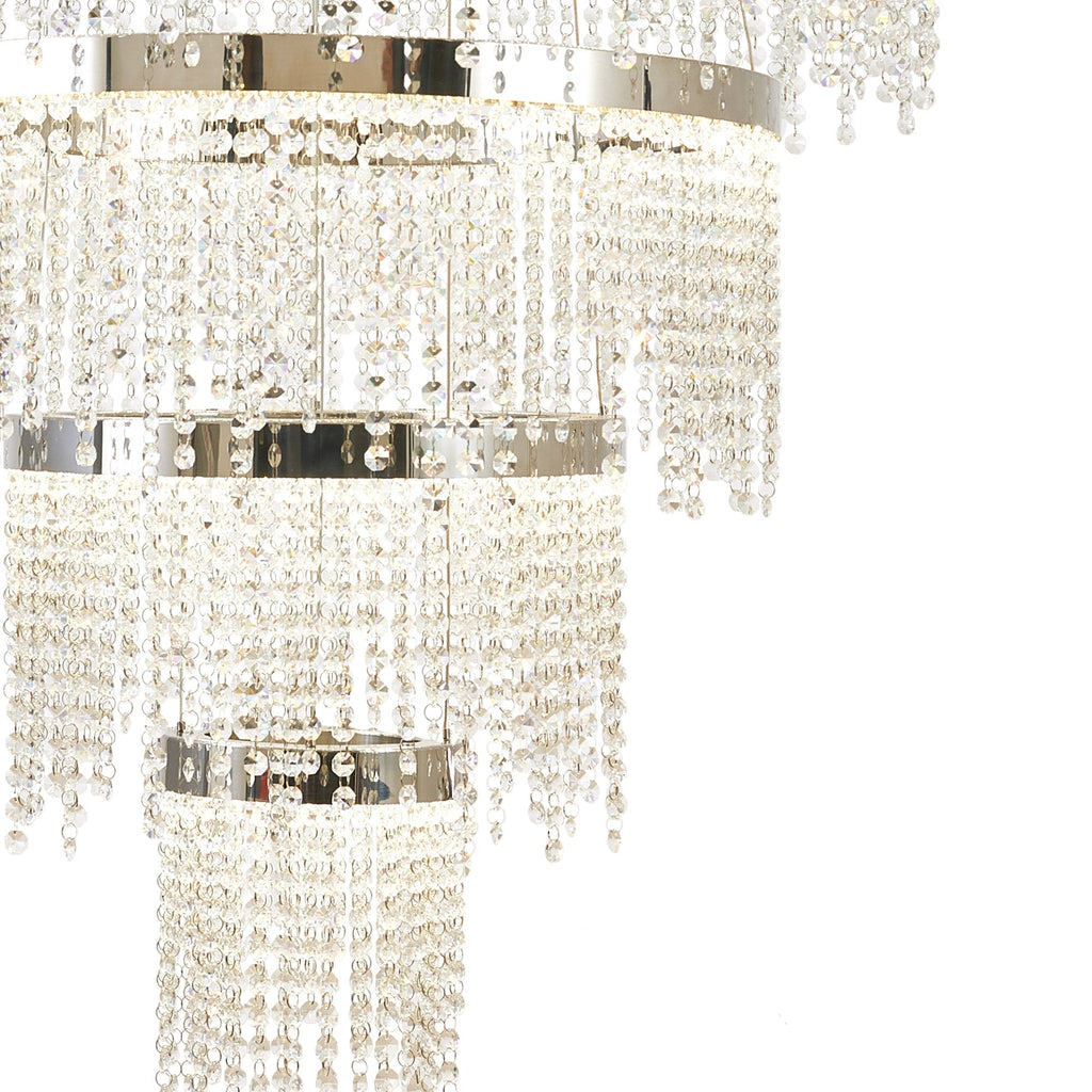IL32915 Bano Round 5 Tier Dimmable Pendant 150W LED Polished Chrome / Crystal Chain