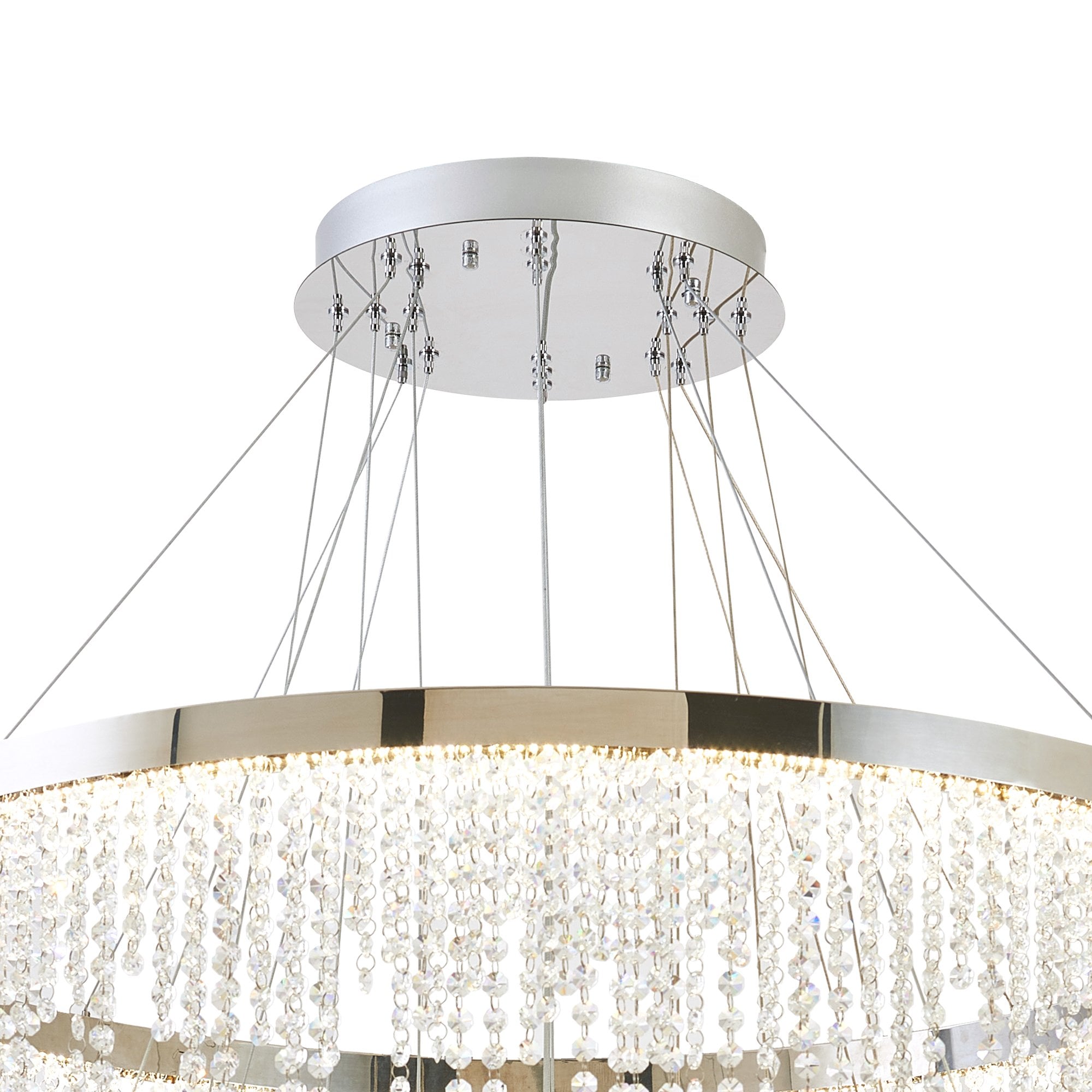 IL32915 Bano Round 5 Tier Dimmable Pendant 150W LED Polished Chrome / Crystal Chain