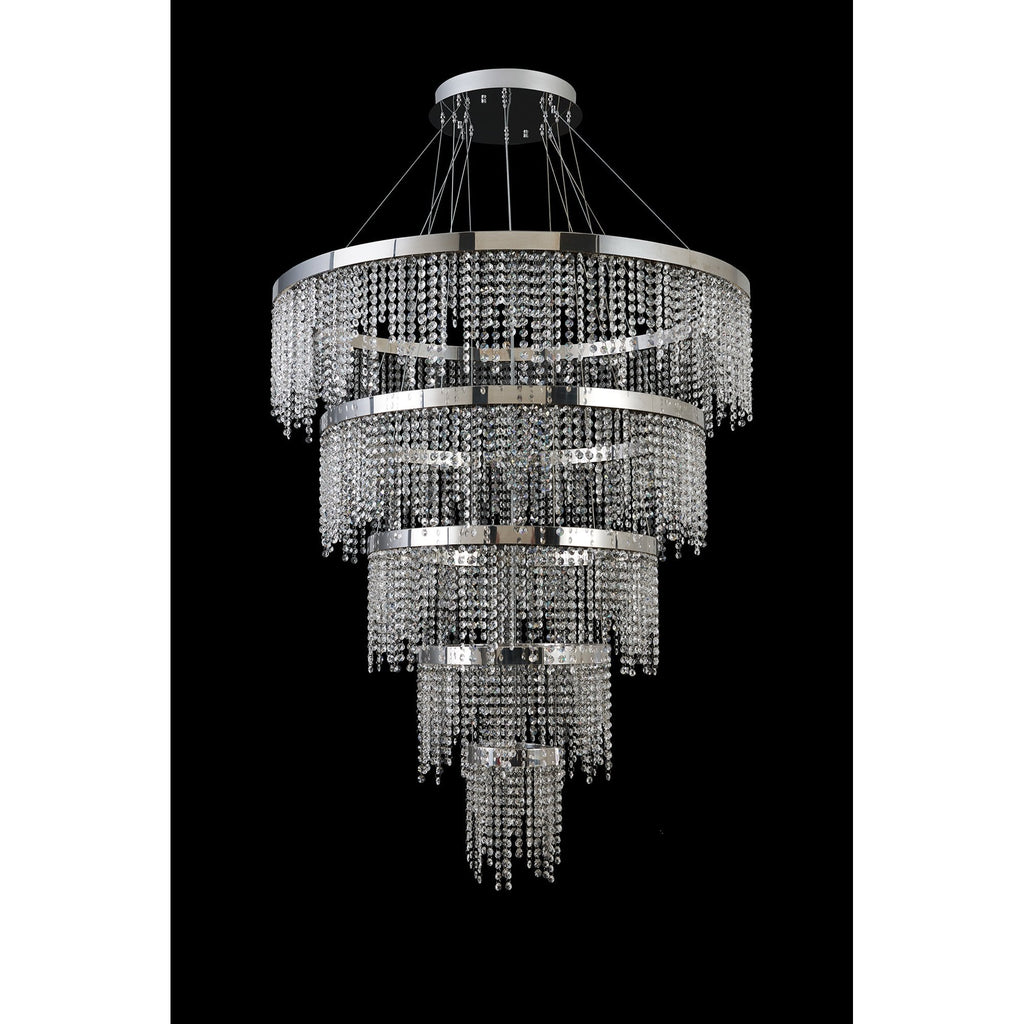 IL32915 Bano Round 5 Tier Dimmable Pendant 150W LED Polished Chrome / Crystal Chain